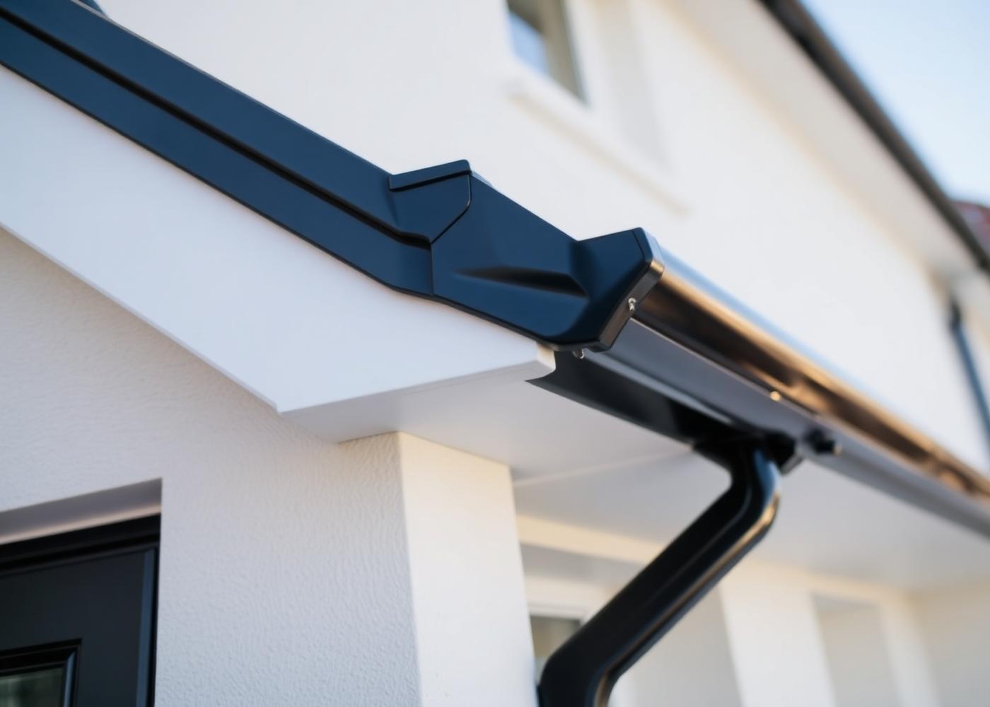 Anthracite fascia and guttering close-up